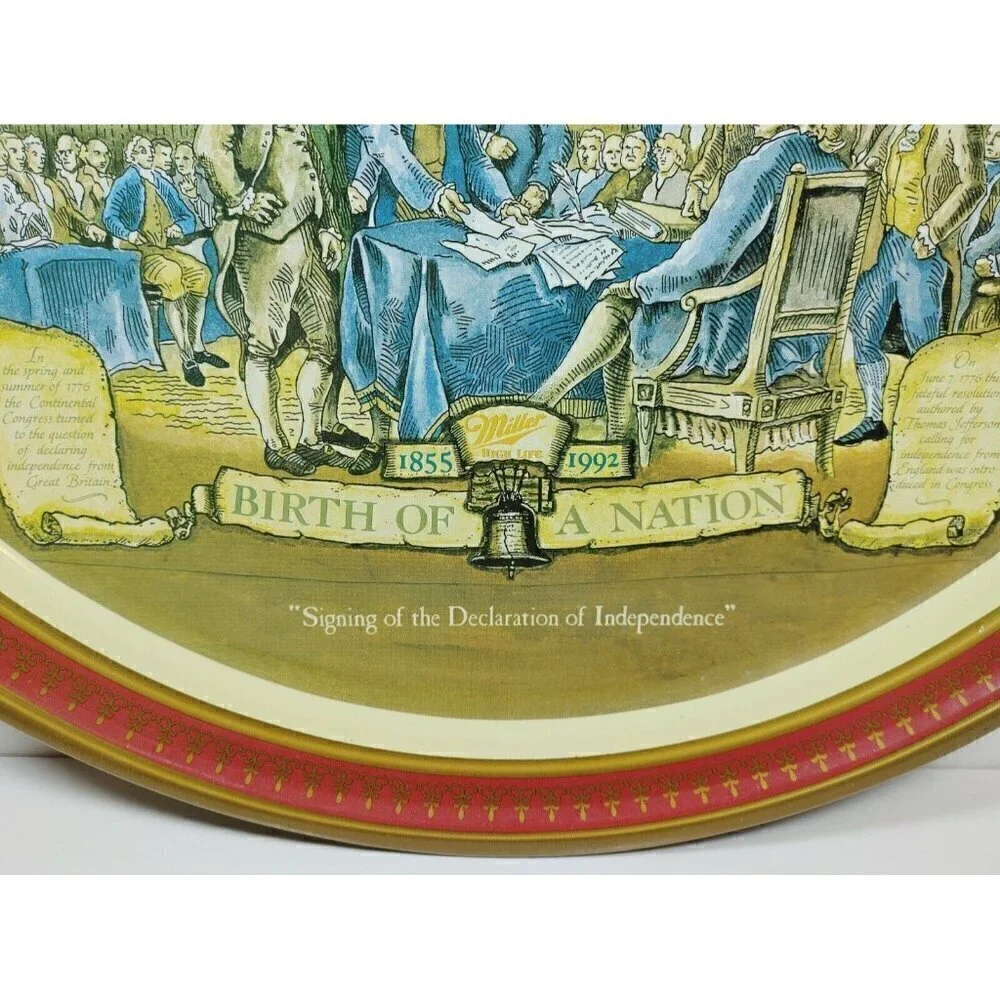 Miller Birth Of A Nation Declaration Of Independence Metal Serving Platter Tray